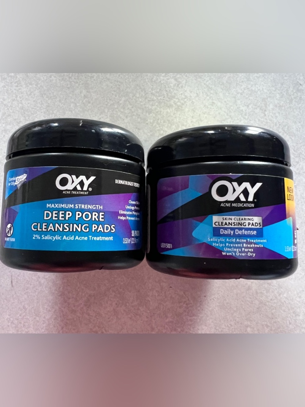 OXY Acne Cleansing Pads Lot 2 Salicylic Acid 2% Deep Pore 55 Ct & Daily Defense